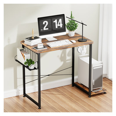 ZW Host 80cm Computer Desk with Connecting Tube in The Middle 17 Stories